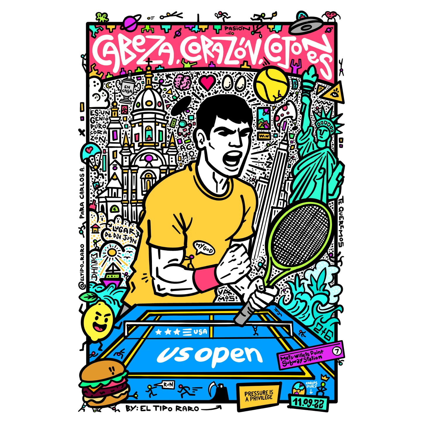 🎾 Ilustración exclusiva de Carlos Alcaraz - US OPEN