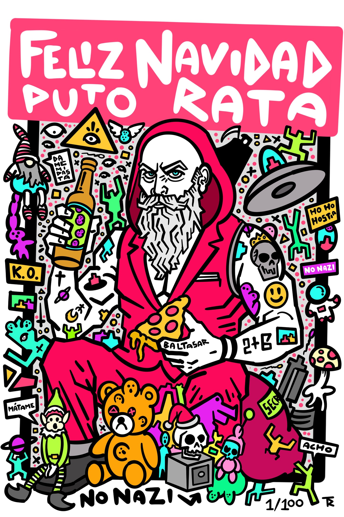 Ilustración Edición Limitada Feliz Navidad puta rata