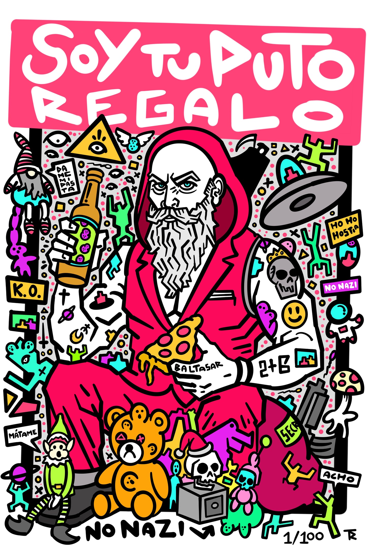 Ilustración Edición Limitada Feliz Navidad puta rata