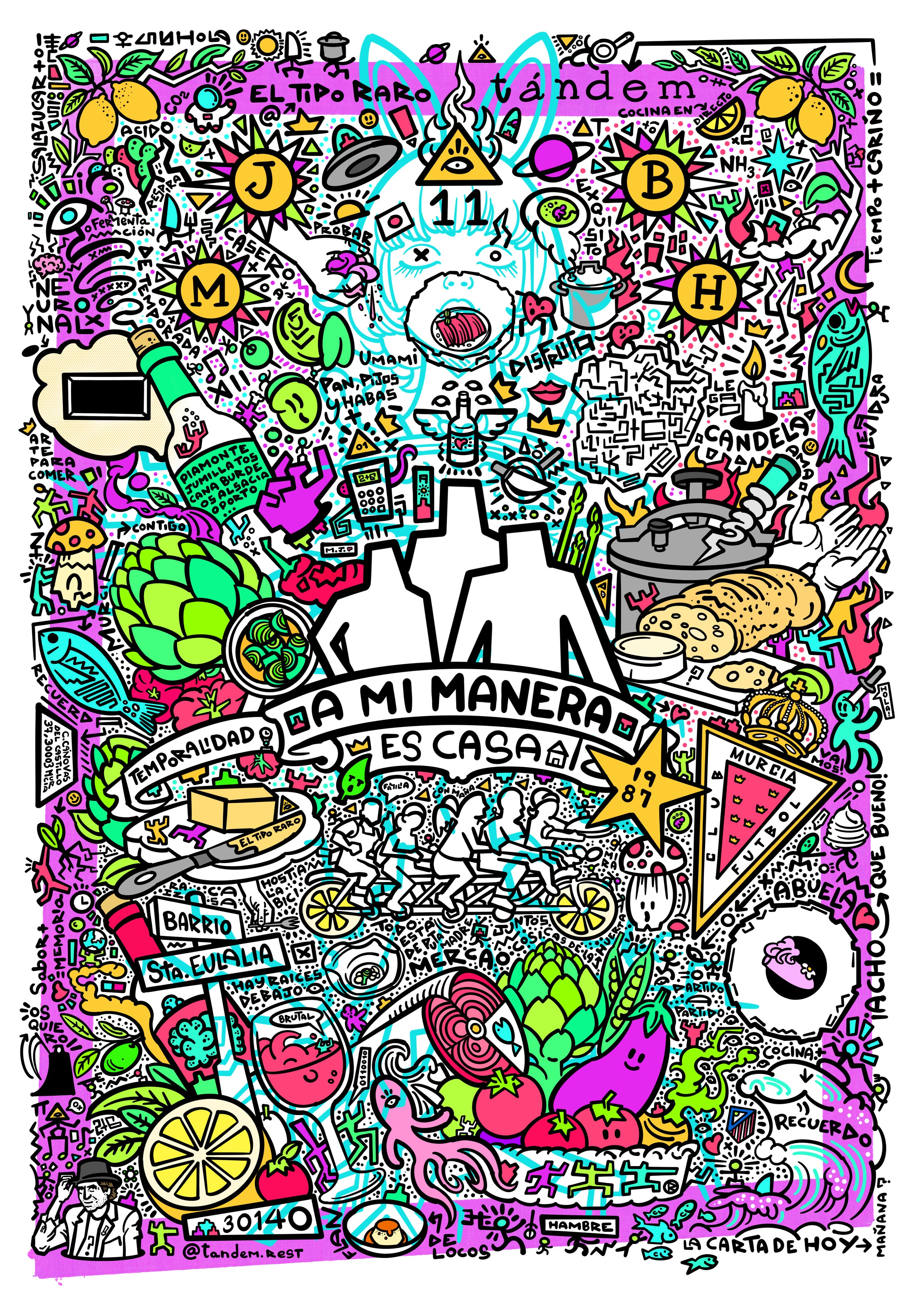 Ilustración Tándem × El Tipo Raro — detalle